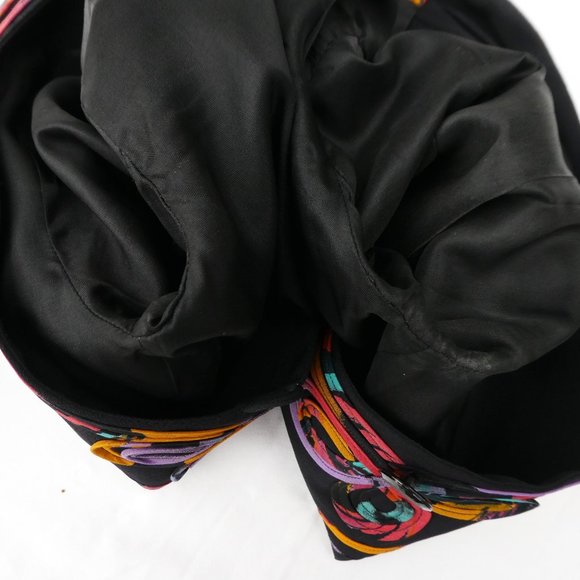 Vintage 3pc Black Abstract Pant Suit Blazer Blouse Trousers Basque Waist USA 10 - Picture 13 of 16